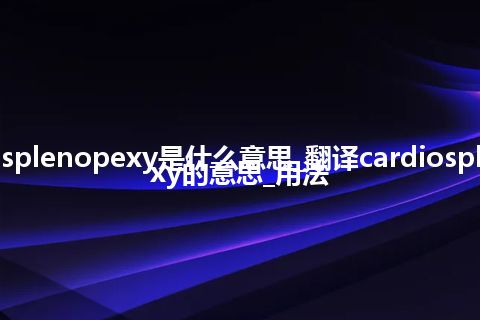 cardiosplenopexy是什么意思_翻译cardiosplenopexy的意思_用法