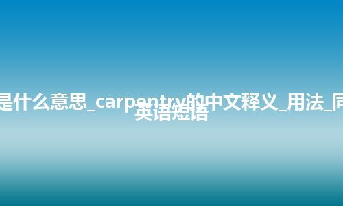 carpentry是什么意思_carpentry的中文释义_用法_同义词_例句_英语短语