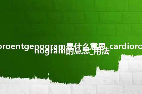 cardioroentgenogram是什么意思_cardioroentgenogram的意思_用法