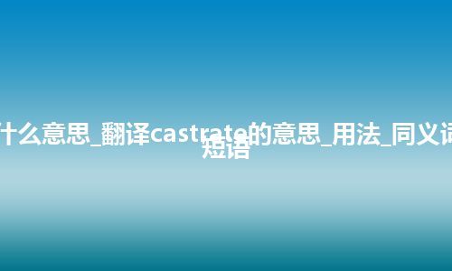 castrate是什么意思_翻译castrate的意思_用法_同义词_例句_英语短语