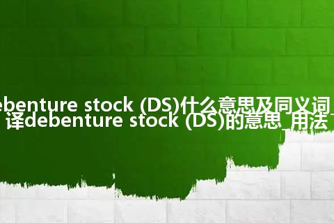 debenture stock (DS)什么意思及同义词_翻译debenture stock (DS)的意思_用法