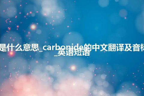 carbonide是什么意思_carbonide的中文翻译及音标_用法_例句_英语短语