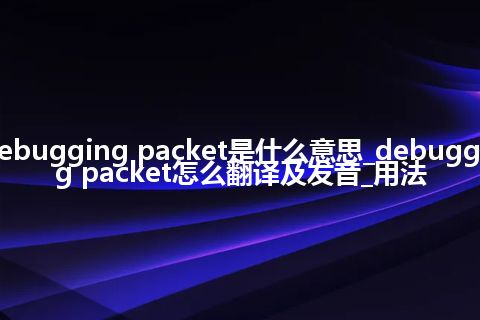 debugging packet是什么意思_debugging packet怎么翻译及发音_用法