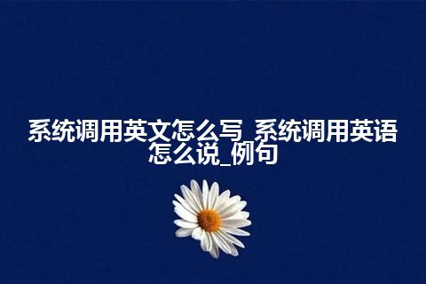 系统调用英文怎么写_系统调用英语怎么说_例句