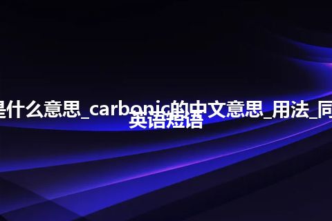 carbonic是什么意思_carbonic的中文意思_用法_同义词_例句_英语短语