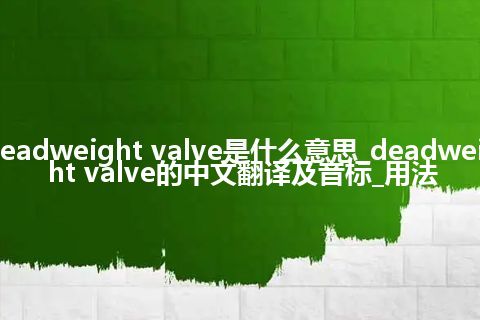 deadweight valve是什么意思_deadweight valve的中文翻译及音标_用法