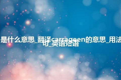 carrageen是什么意思_翻译carrageen的意思_用法_同义词_例句_英语短语