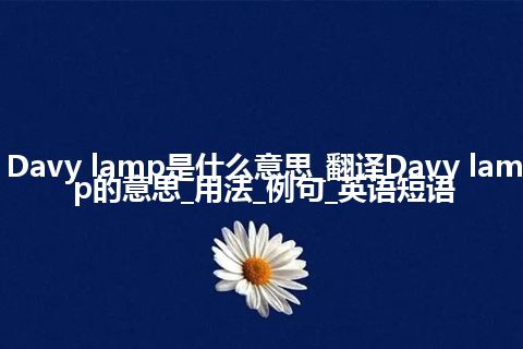 Davy lamp是什么意思_翻译Davy lamp的意思_用法_例句_英语短语