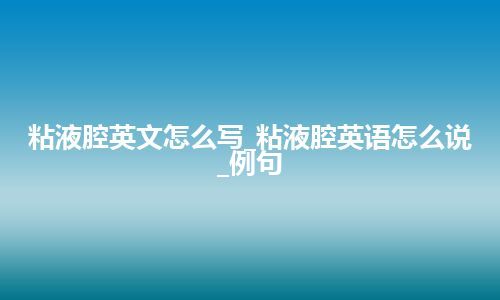 粘液腔英文怎么写_粘液腔英语怎么说_例句