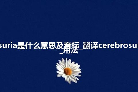 cerebrosuria是什么意思及音标_翻译cerebrosuria的意思_用法