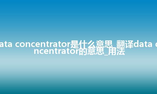 data concentrator是什么意思_翻译data concentrator的意思_用法