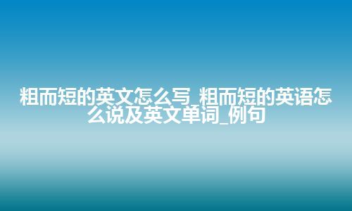 粗而短的英文怎么写_粗而短的英语怎么说及英文单词_例句