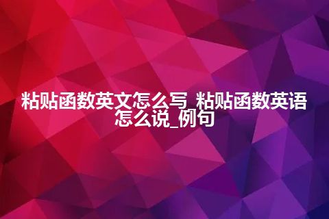 粘贴函数英文怎么写_粘贴函数英语怎么说_例句