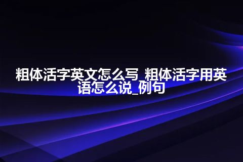 粗体活字英文怎么写_粗体活字用英语怎么说_例句