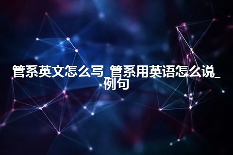 管系英文怎么写_管系用英语怎么说_例句