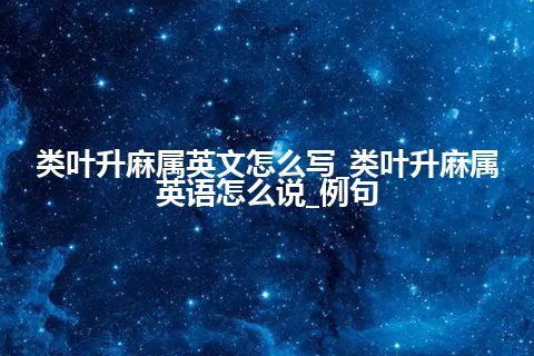 类叶升麻属英文怎么写_类叶升麻属英语怎么说_例句