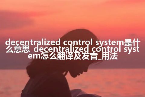 decentralized control system是什么意思_decentralized control system怎么翻译及发音_用法