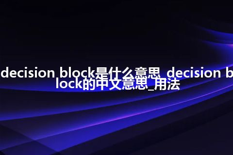 decision block是什么意思_decision block的中文意思_用法