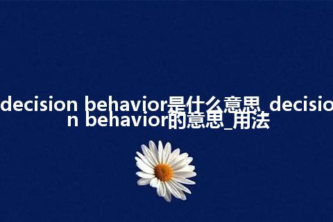 decision behavior是什么意思_decision behavior的意思_用法