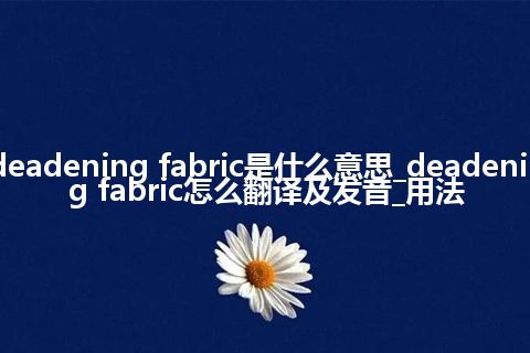 deadening fabric是什么意思_deadening fabric怎么翻译及发音_用法