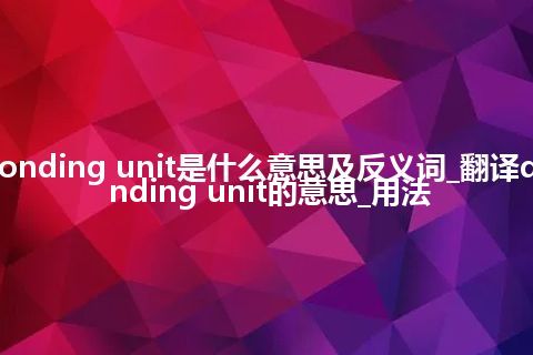 debonding unit是什么意思及反义词_翻译debonding unit的意思_用法