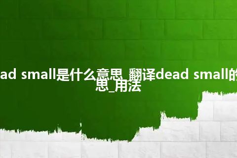 dead small是什么意思_翻译dead small的意思_用法