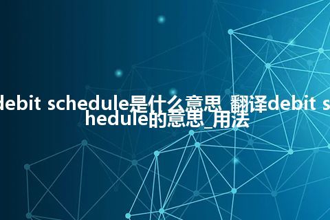 debit schedule是什么意思_翻译debit schedule的意思_用法