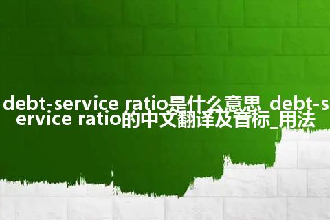 debt-service ratio是什么意思_debt-service ratio的中文翻译及音标_用法