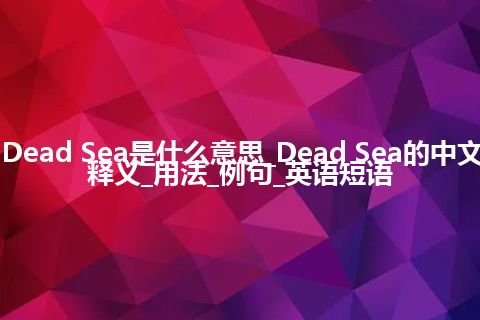 Dead Sea是什么意思_Dead Sea的中文释义_用法_例句_英语短语