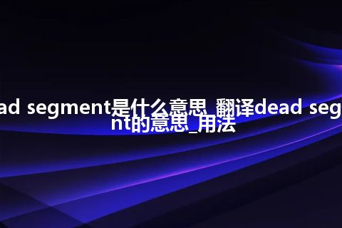 dead segment是什么意思_翻译dead segment的意思_用法