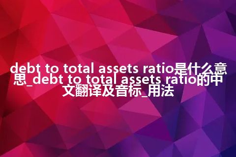 debt to total assets ratio是什么意思_debt to total assets ratio的中文翻译及音标_用法