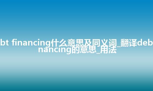 debt financing什么意思及同义词_翻译debt financing的意思_用法