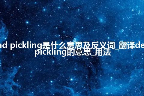 dead pickling是什么意思及反义词_翻译dead pickling的意思_用法