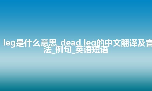 dead leg是什么意思_dead leg的中文翻译及音标_用法_例句_英语短语