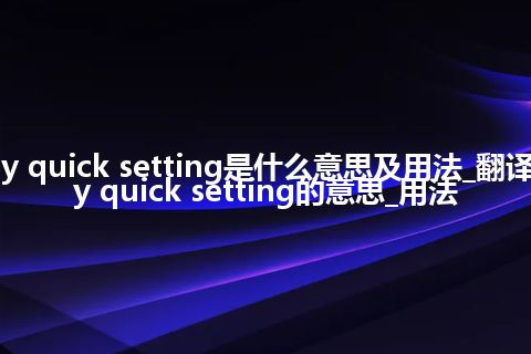 day quick setting是什么意思及用法_翻译day quick setting的意思_用法