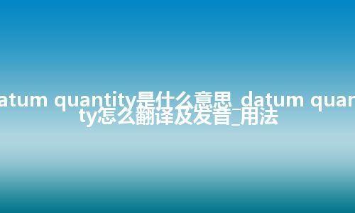 datum quantity是什么意思_datum quantity怎么翻译及发音_用法