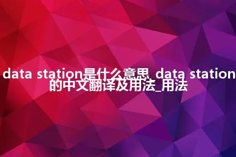 data station是什么意思_data station的中文翻译及用法_用法