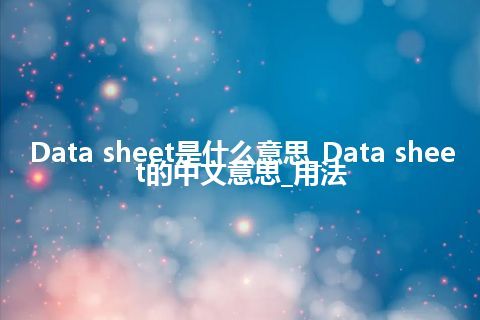 Data sheet是什么意思_Data sheet的中文意思_用法