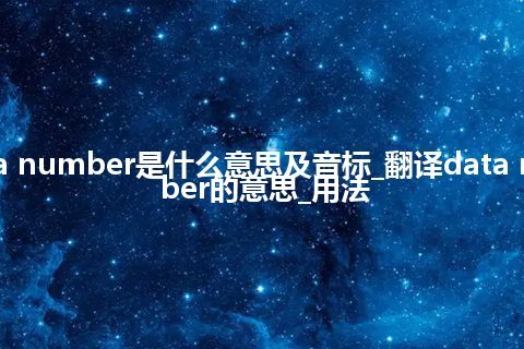 data number是什么意思及音标_翻译data number的意思_用法