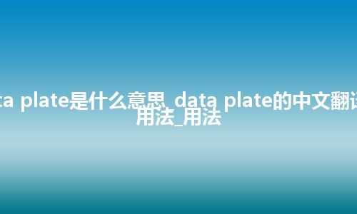 data plate是什么意思_data plate的中文翻译及用法_用法