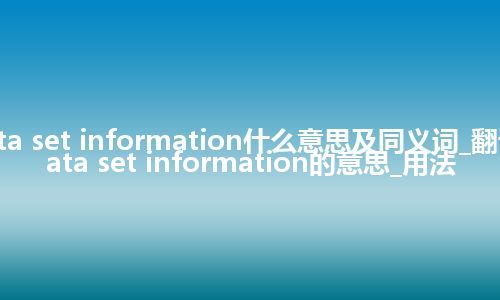 data set information什么意思及同义词_翻译data set information的意思_用法