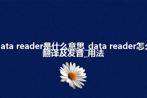 data reader是什么意思_data reader怎么翻译及发音_用法