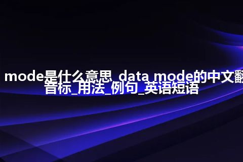 data mode是什么意思_data mode的中文翻译及音标_用法_例句_英语短语