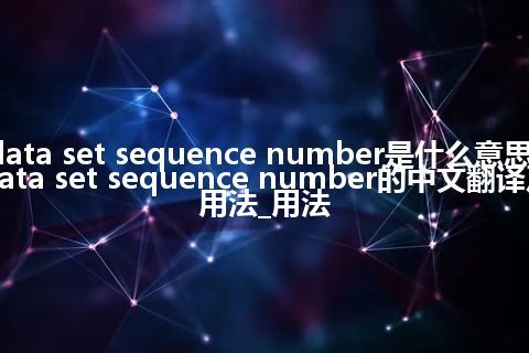 data set sequence number是什么意思_data set sequence number的中文翻译及用法_用法