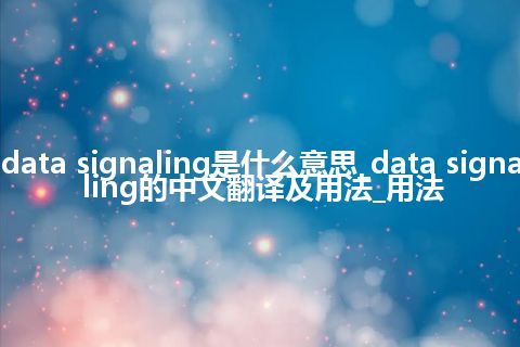 data signaling是什么意思_data signaling的中文翻译及用法_用法