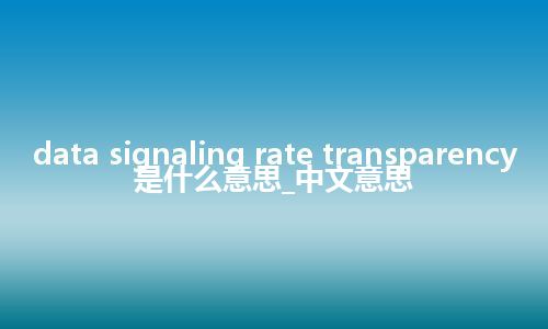 data signaling rate transparency是什么意思_中文意思