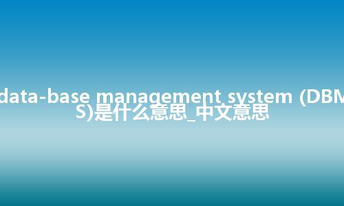 data-base management system (DBMS)是什么意思_中文意思