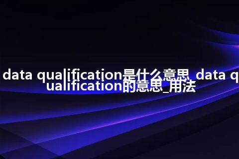 data qualification是什么意思_data qualification的意思_用法