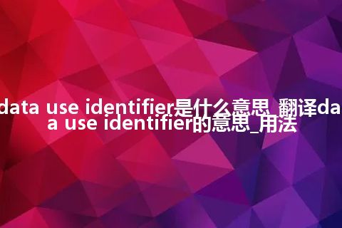 data use identifier是什么意思_翻译data use identifier的意思_用法