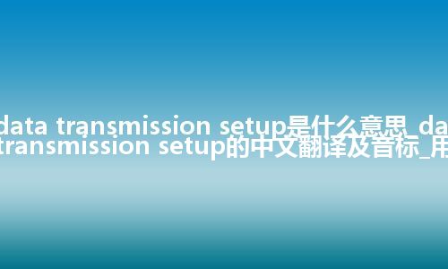 data transmission setup是什么意思_data transmission setup的中文翻译及音标_用法